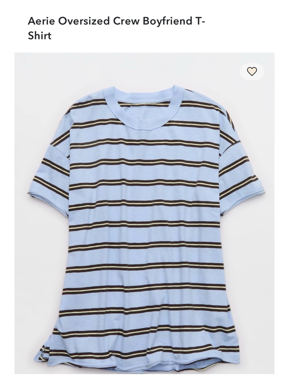 aerie Light Blue Striped Short Sleeve Crew Tee
